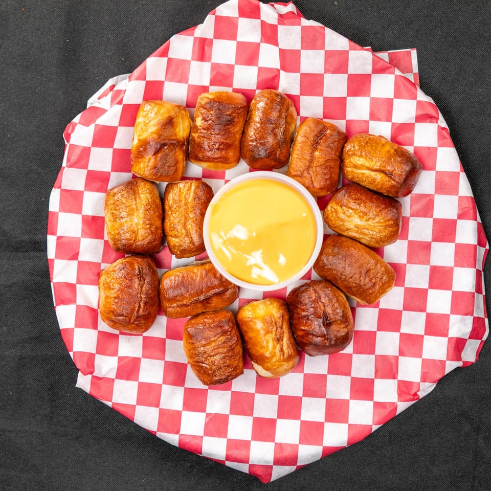 Pretzel bites with cheese dip